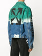 Chaqueta vaquera desgastada con efecto tie-dye degradado y efecto flecha de Off-White OW hecha a mano