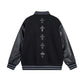 Chrome Hearts Embroidered Logo Leather Black Patchwork Jacket