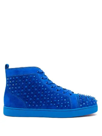 Escarpins Louis Spikes en daim bleu Christian Louboutin