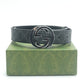 GUCCI FAMILY DOUBLE G INTERLOCKING CLASSIC PRINTED BELT SILVER BUCKLE