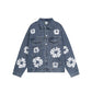 DENIM TEARS ALL OVER WREATH DENIM JACKET DARK WASH