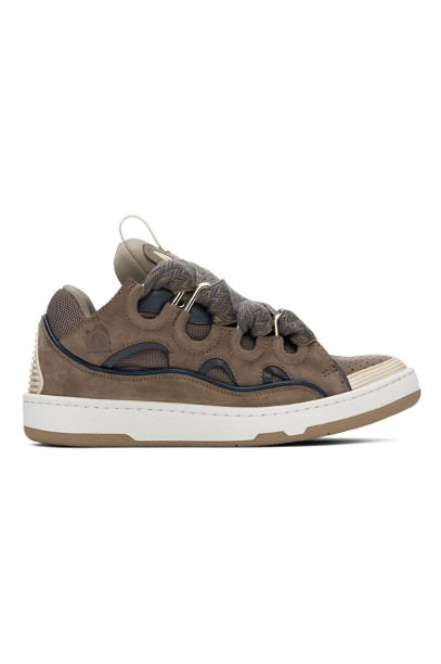 Lanvin Taupe Leather Curb Sneakers