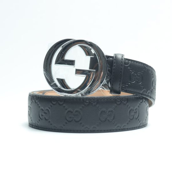 GUCCI HOME DOUBLE G DARK PATTERN PRINTED BELT