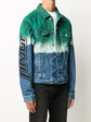 Chaqueta vaquera desgastada con efecto tie-dye degradado y efecto flecha de Off-White OW hecha a mano